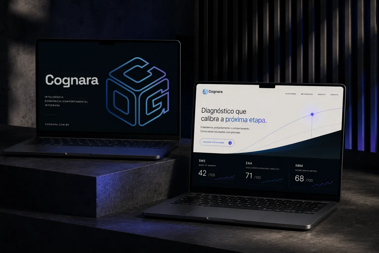Site e apresentação da Cognara em dois notebooks