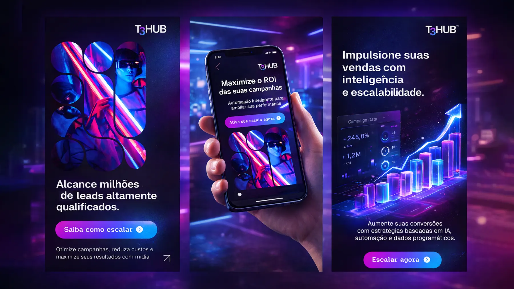 Peças da T3 Hub para redes e celular