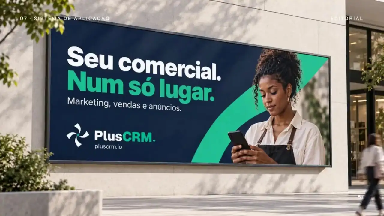 Outdoor da PlusCRM: Seu comercial. Num só lugar.